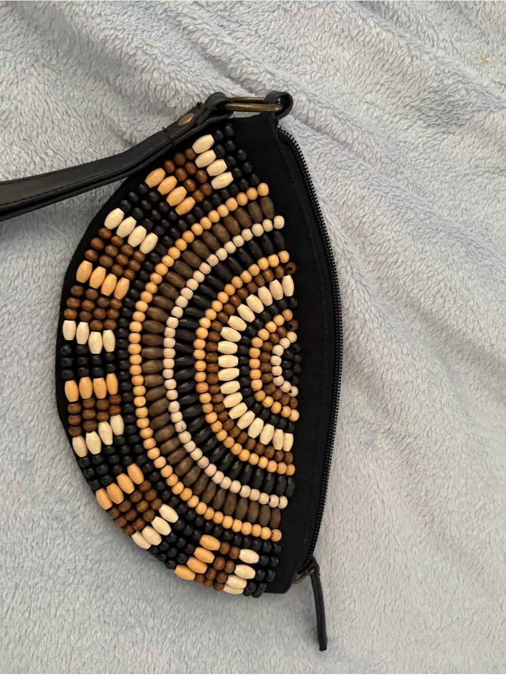 Old Navy Beaded Half-Moon Wristlet in Black, Cream, Tan, Brown